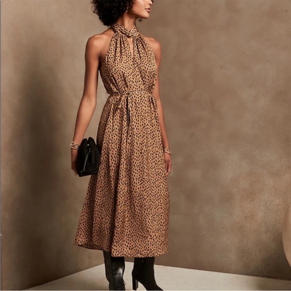 Banana Republic Dresses & Skirts - Banana Republic High Neck Brown and Black Polka Dot Dress Size Medium